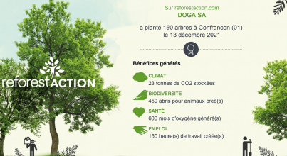 DOGA plante 150 arbres avec Reforest'Action