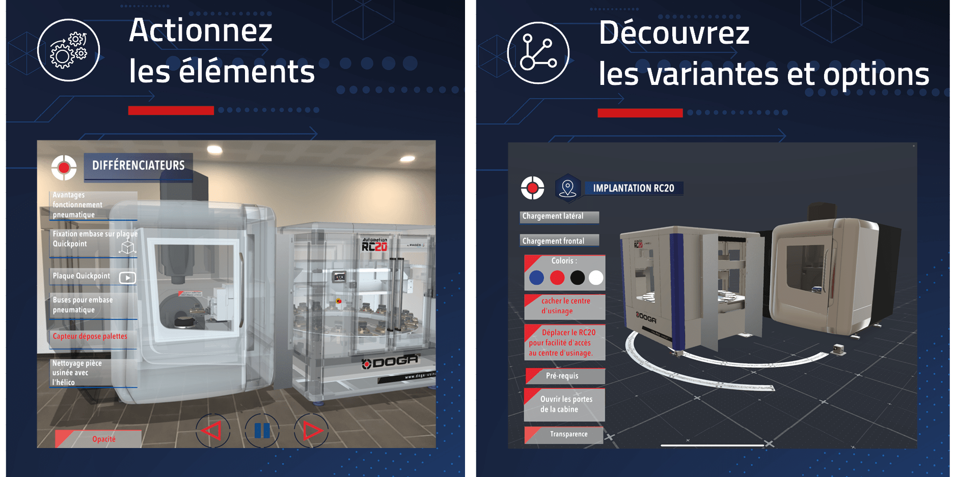 Actionnez les éléments et découvrez les variantes et options