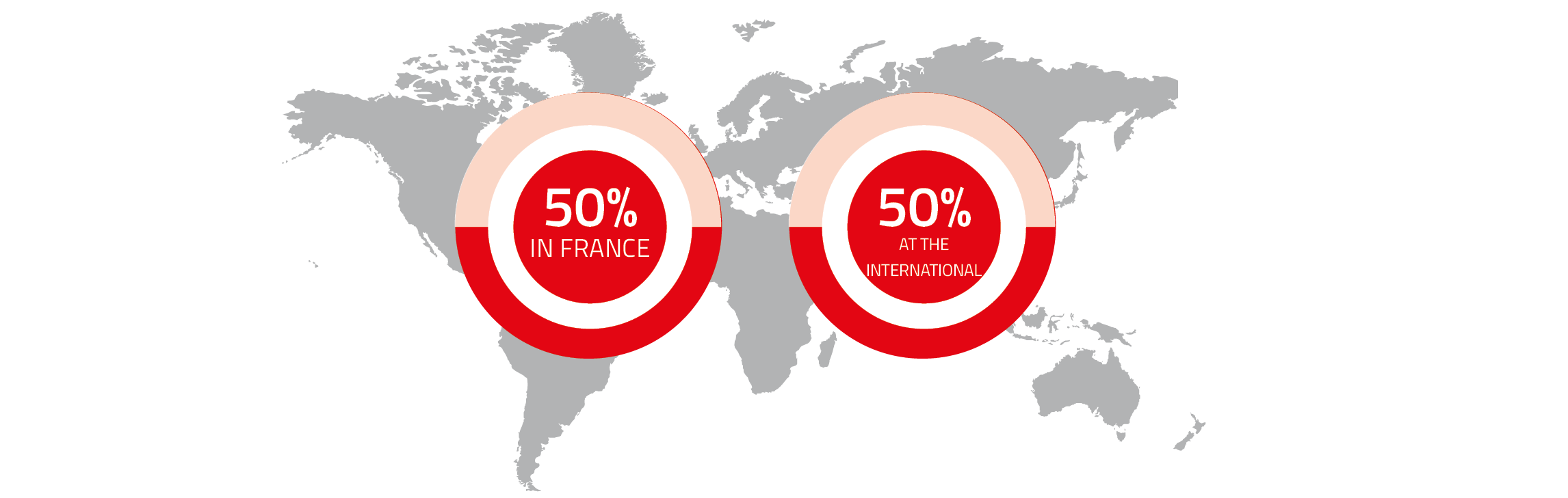 Sales distribution % between France and other countries