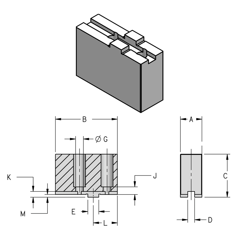 Mors doux réversibles sur semelles à tenon Ø125