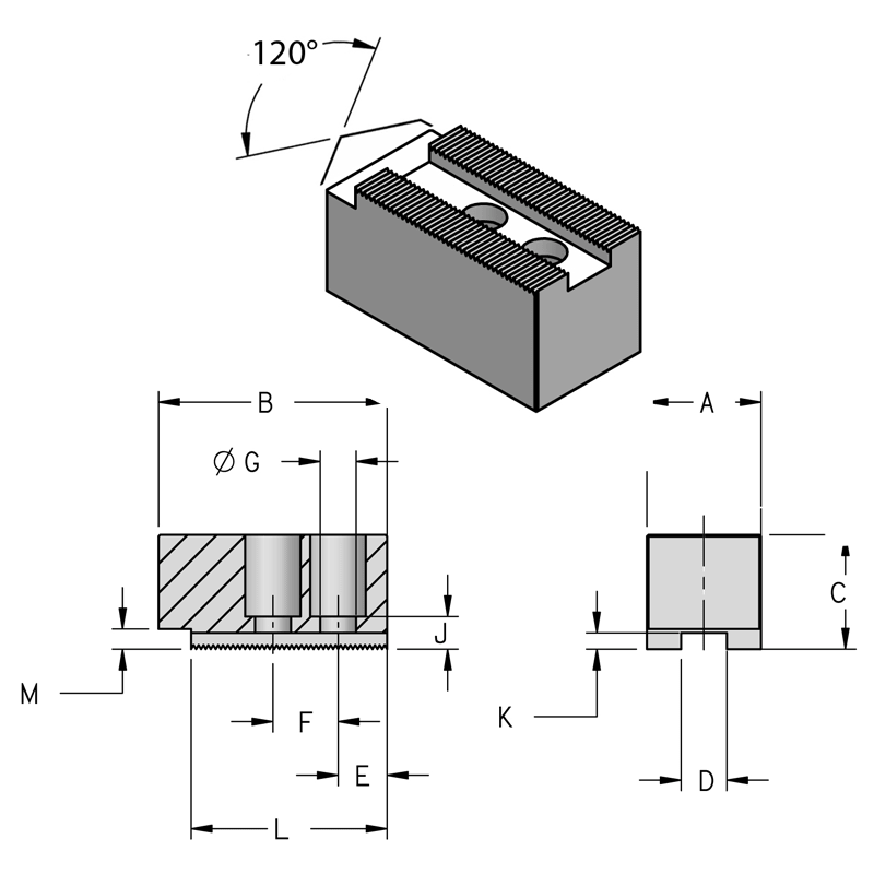 Mors doux réversibles sur semelles à stries (2 trous) Ø125 et Ø140