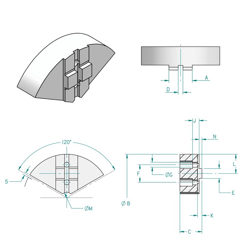 Mors doux enveloppant sur semelles à tenon Ø100