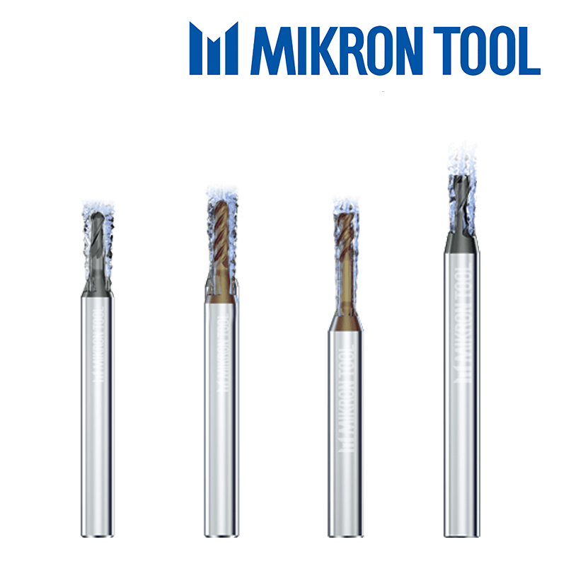 Micro-fraises carbure MIKRON TOOL pour l'usinage des aciers avec une dureté inférieure à 55 HRC